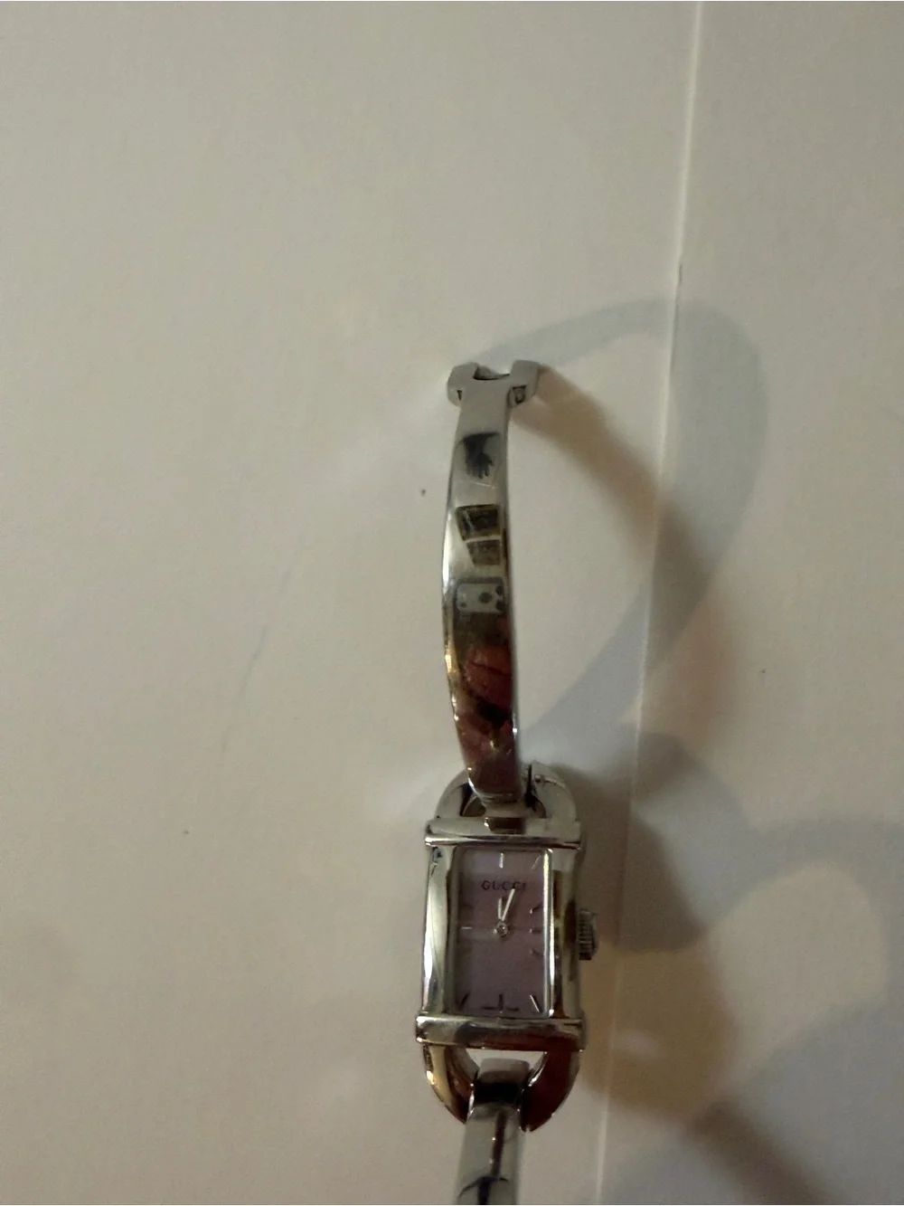Gucci Silver Bracelet Watch with Pink Dial and COA